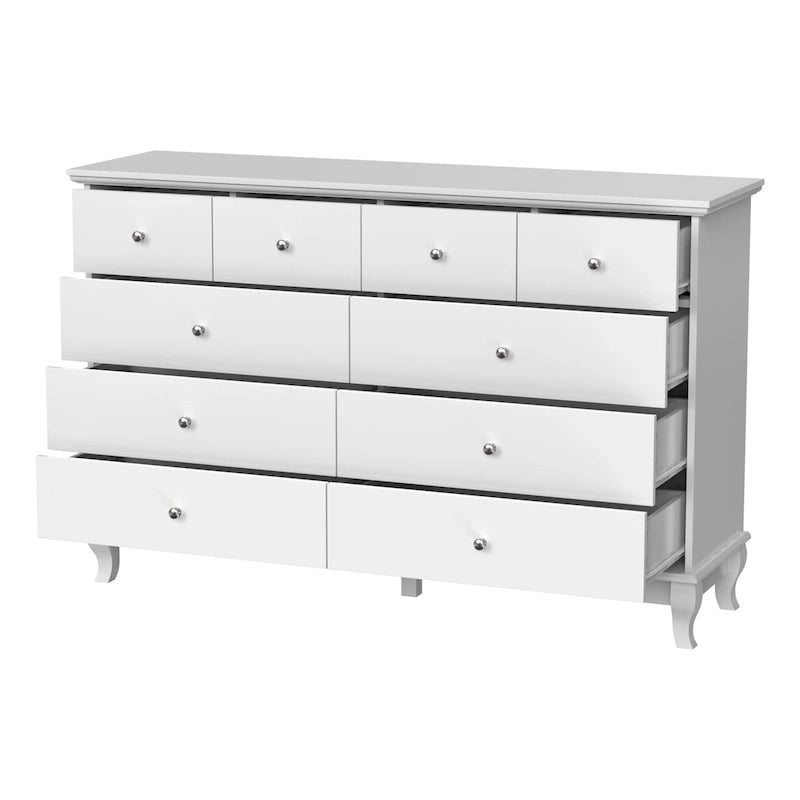 Commode de chambre double de 140 cm de large avec tiroirs de rangement