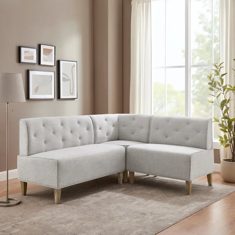 Banquette d'angle de style campagnard moderne en similicuir/tissu d'ameublement