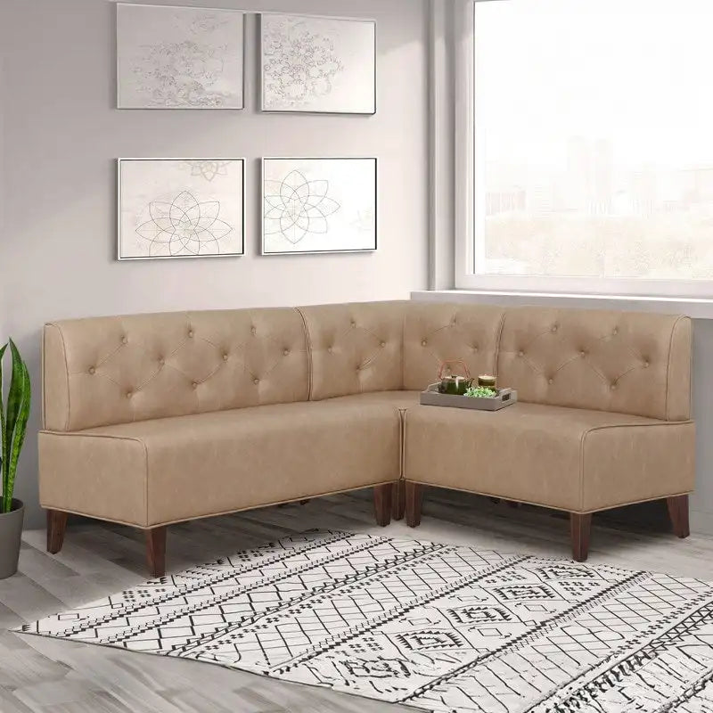 Banquette d'angle de style campagnard moderne en similicuir/tissu d'ameublement