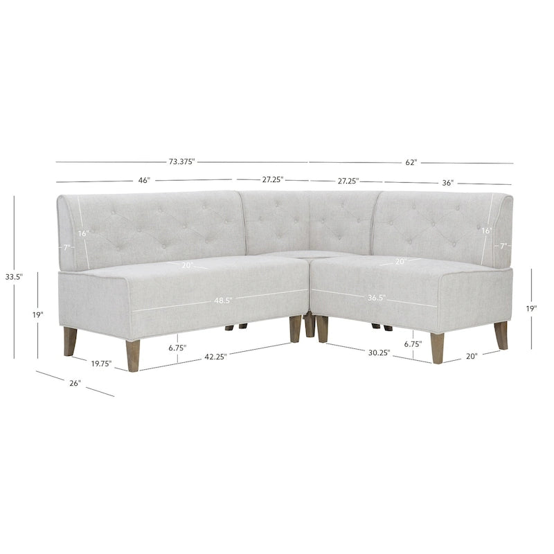 Banquette d'angle de style campagnard moderne en similicuir/tissu d'ameublement
