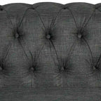 Canapé Chesterfield en lin avec capitonnage à boutons, clous décoratifs et pieds en bois massif pour salon