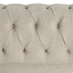 Canapé Chesterfield en lin avec capitonnage à boutons, clous décoratifs et pieds en bois massif pour salon