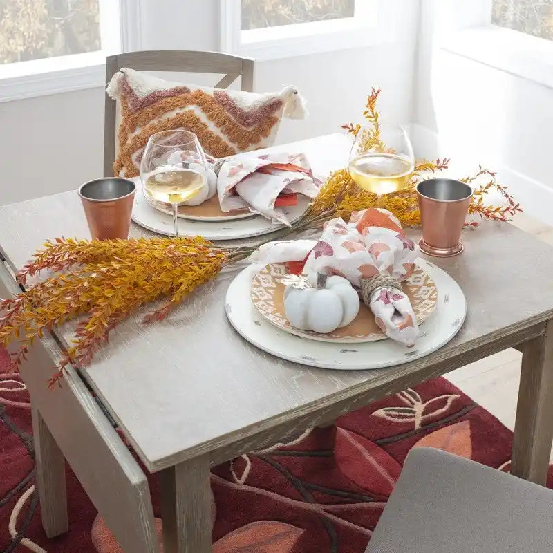 Table à manger carrée en bois massif avec abattants