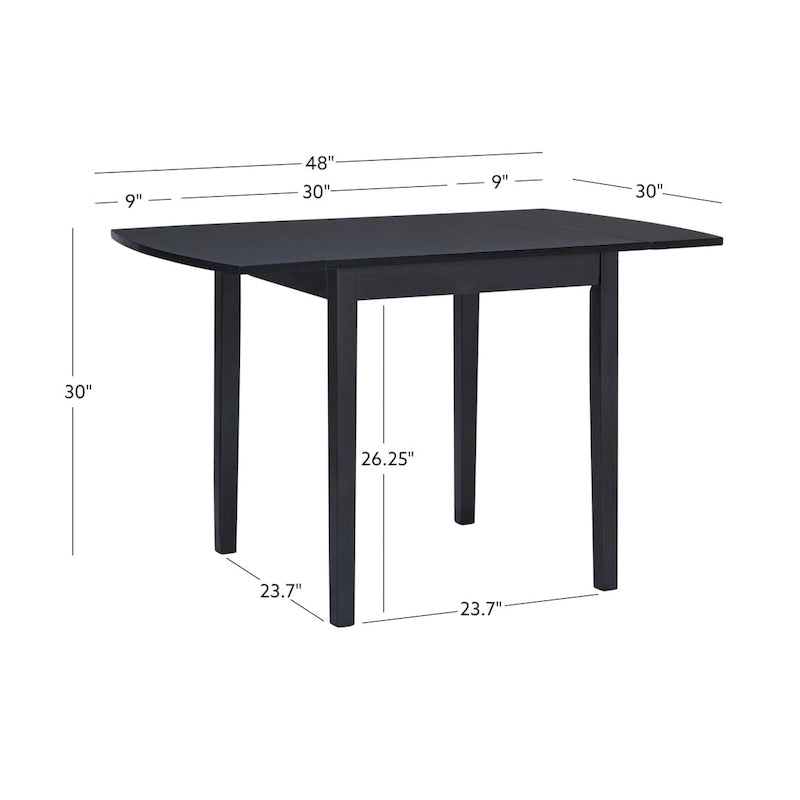 Table à manger carrée en bois massif avec abattants