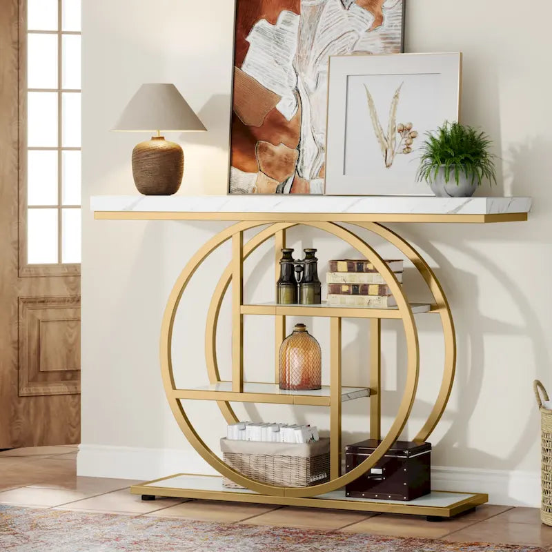 Console pour entrée, table de canapé industrielle à 4 niveaux derrière le canapé