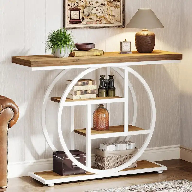 Console pour entrée, table de canapé industrielle à 4 niveaux derrière le canapé
