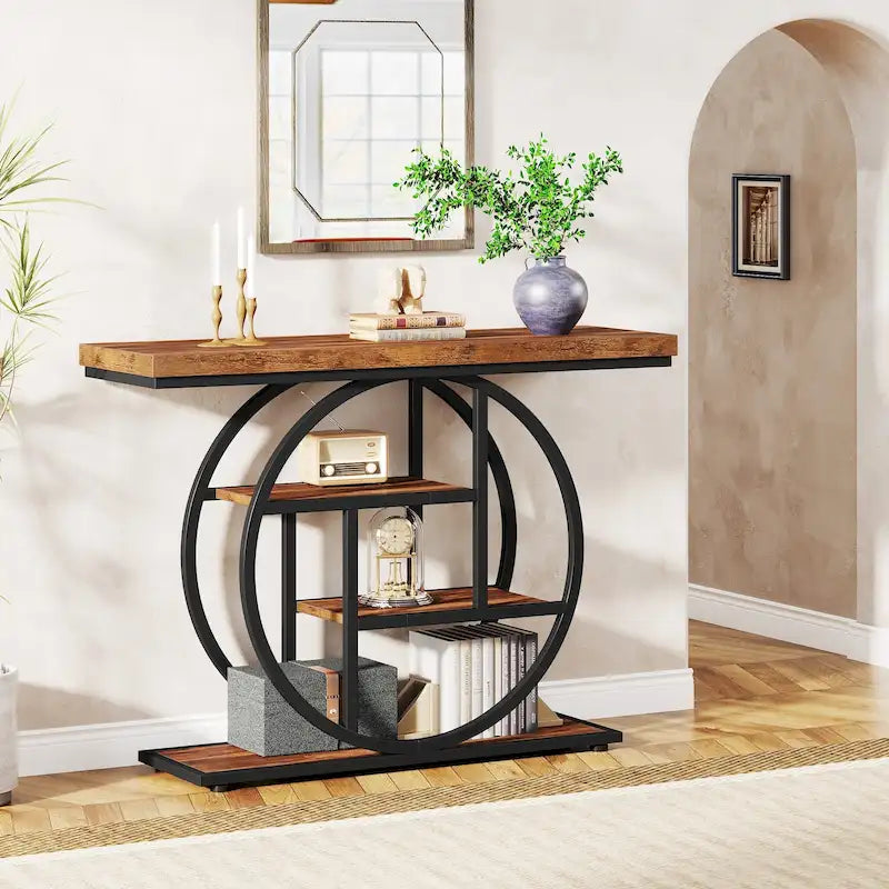 Console pour entrée, table de canapé industrielle à 4 niveaux derrière le canapé