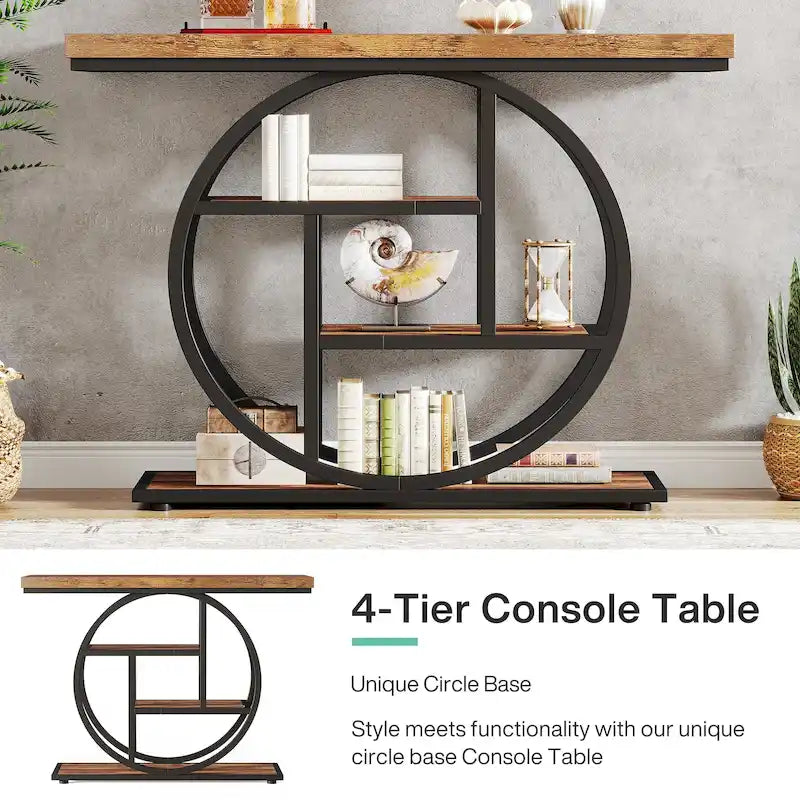 Console pour entrée, table de canapé industrielle à 4 niveaux derrière le canapé