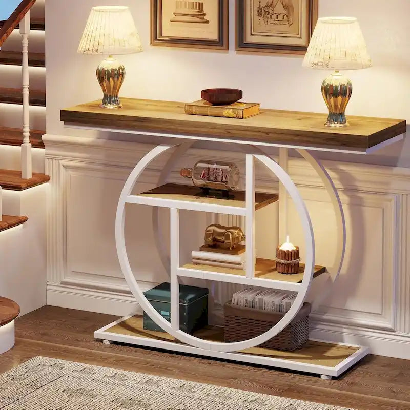 Console pour entrée, table de canapé industrielle à 4 niveaux derrière le canapé