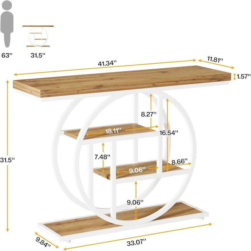 Console pour entrée, table de canapé industrielle à 4 niveaux derrière le canapé