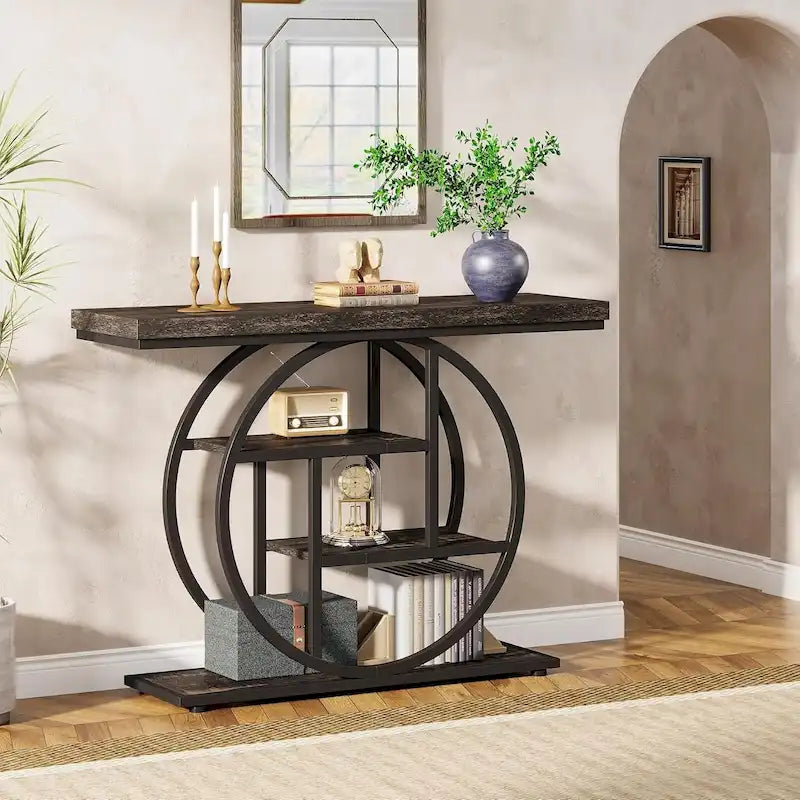 Console pour entrée, table de canapé industrielle à 4 niveaux derrière le canapé