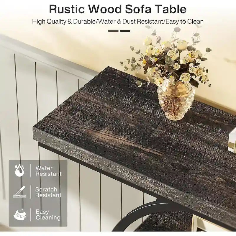 Console pour entrée, table de canapé industrielle à 4 niveaux derrière le canapé