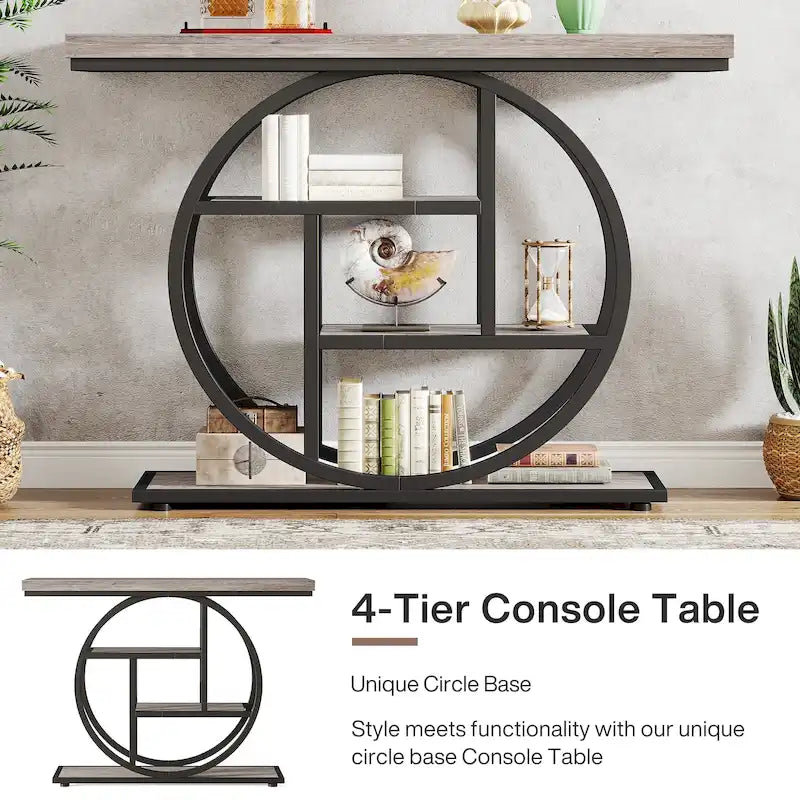 Console pour entrée, table de canapé industrielle à 4 niveaux derrière le canapé