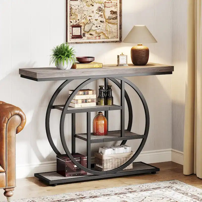 Console pour entrée, table de canapé industrielle à 4 niveaux derrière le canapé