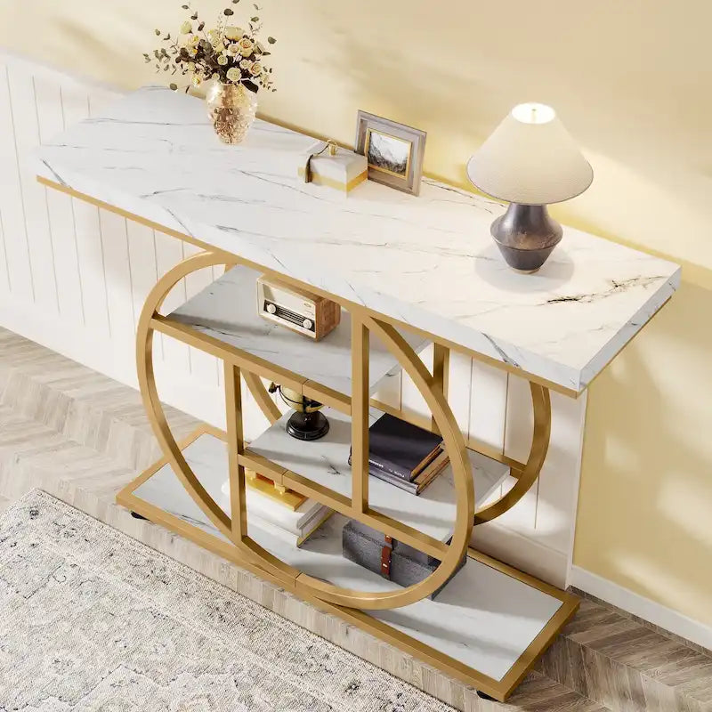 Console pour entrée, table de canapé industrielle à 4 niveaux derrière le canapé