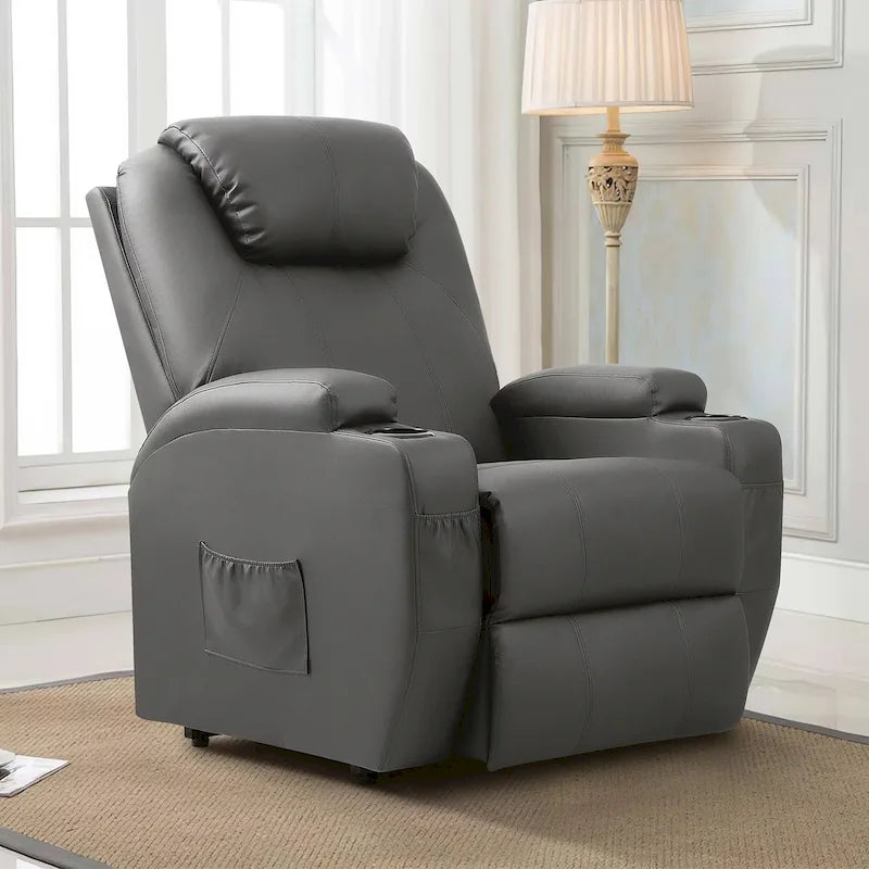Fauteuil inclinable releveur en cuir PU avec massage
