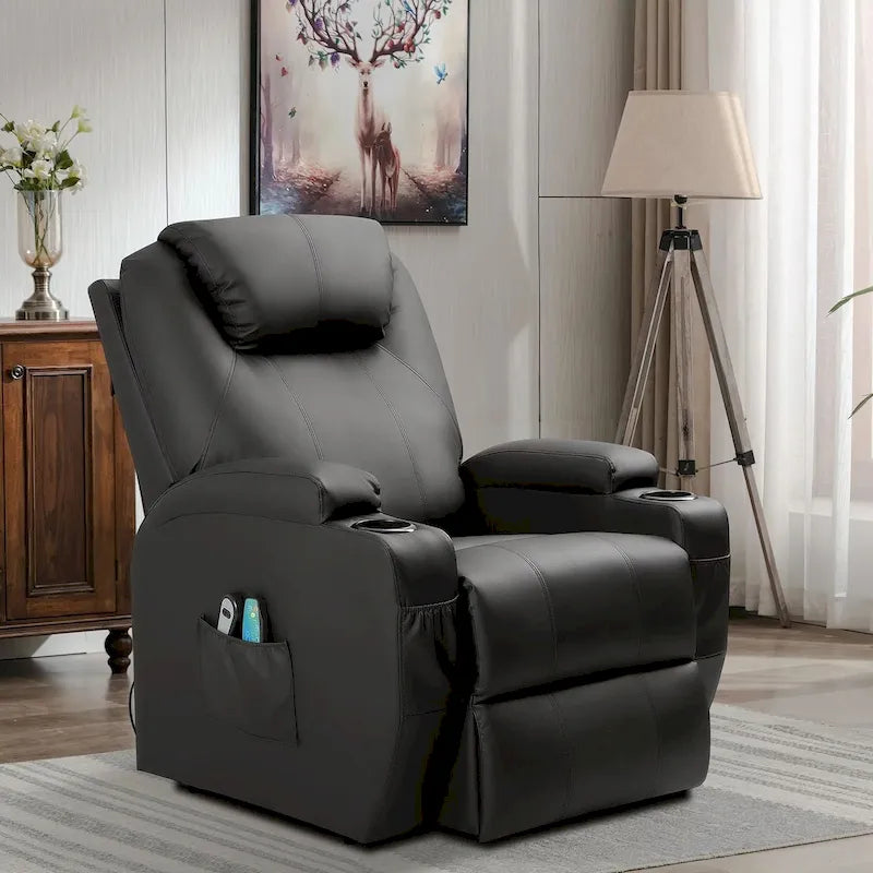 Fauteuil inclinable releveur en cuir PU avec massage