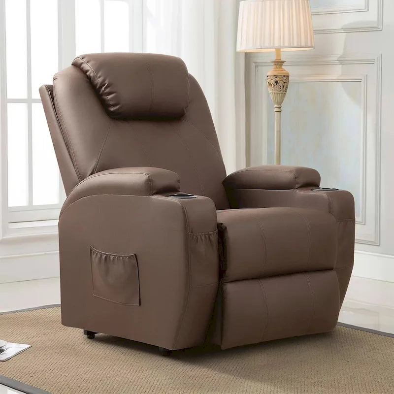 Fauteuil inclinable releveur en cuir PU avec massage