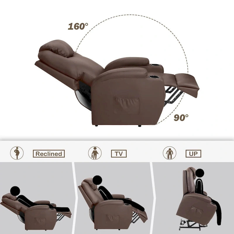 Fauteuil inclinable releveur en cuir PU avec massage
