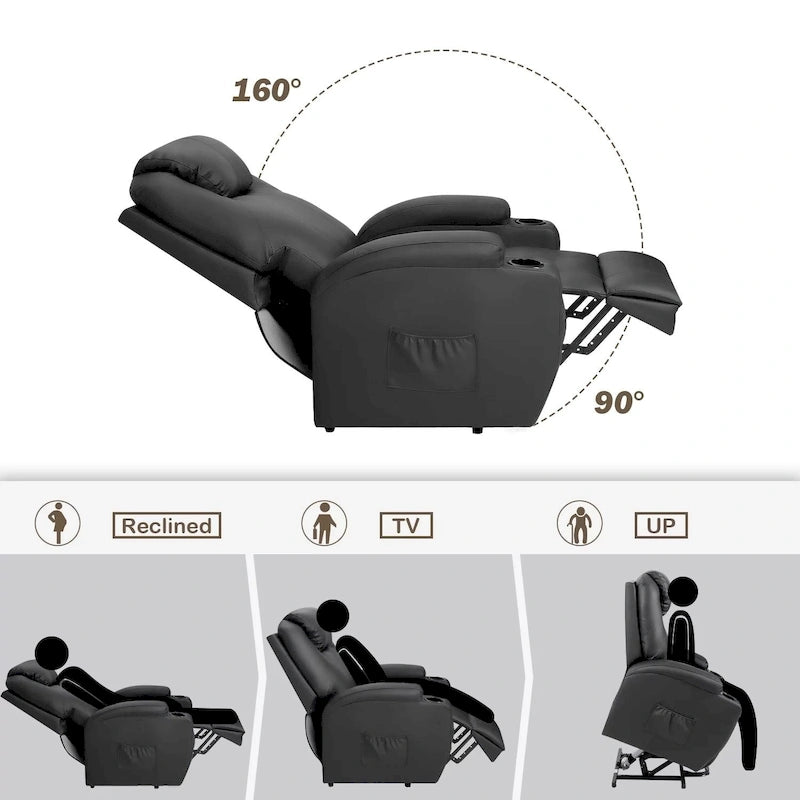 Fauteuil inclinable releveur en cuir PU avec massage