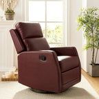 Fauteuil inclinable, pivotant et à bascule manuel Esteban moderne en similicuir avec dossier à oreilles