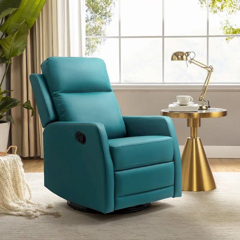 Fauteuil inclinable, pivotant et à bascule manuel Esteban moderne en similicuir avec dossier à oreilles