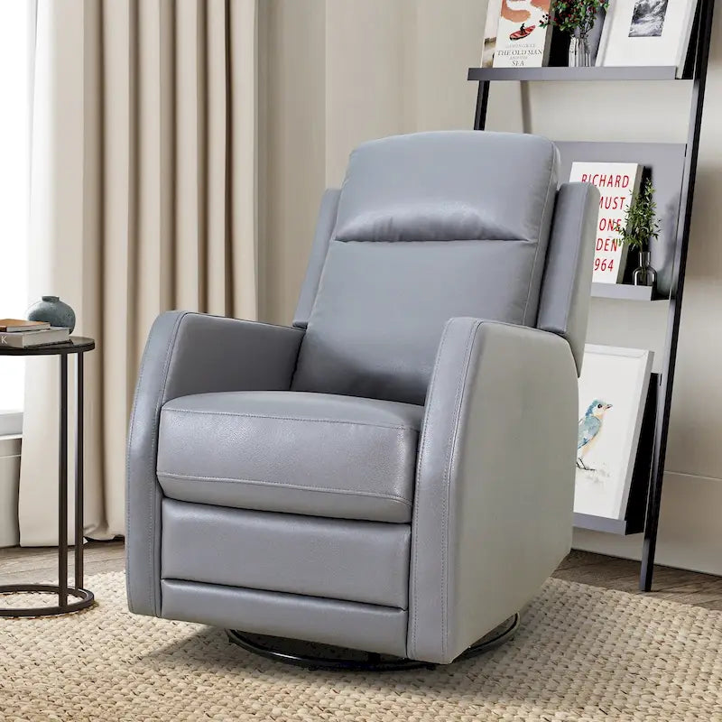 Fauteuil inclinable, pivotant et à bascule manuel Esteban moderne en similicuir avec dossier à oreilles