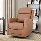 Fauteuil inclinable, pivotant et à bascule manuel Esteban moderne en similicuir avec dossier à oreilles