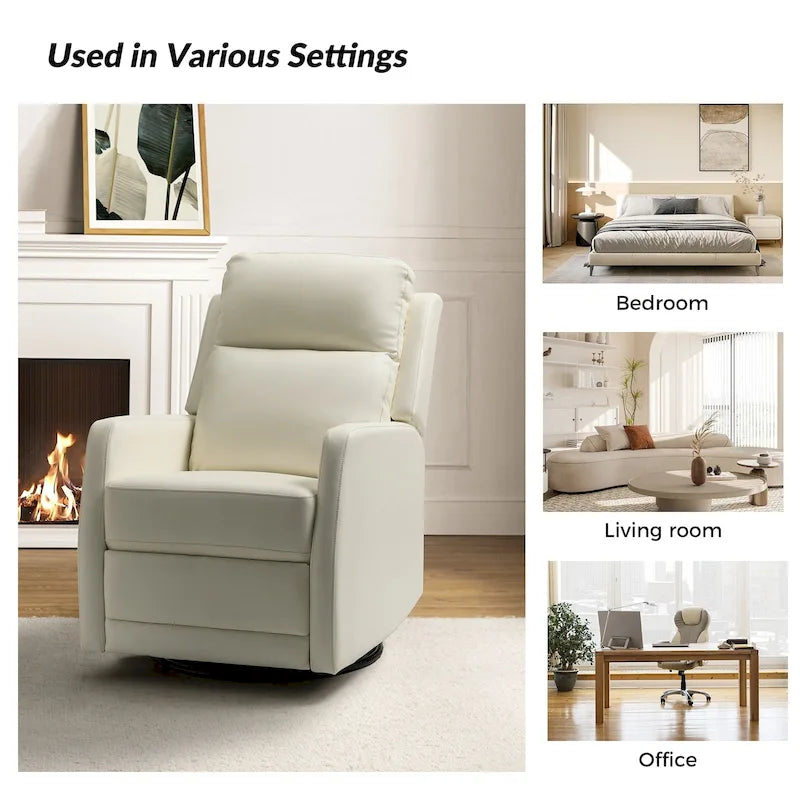 Fauteuil inclinable, pivotant et à bascule manuel Esteban moderne en similicuir avec dossier à oreilles