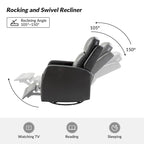Fauteuil inclinable, pivotant et à bascule manuel Esteban moderne en similicuir avec dossier à oreilles