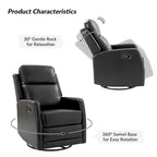 Fauteuil inclinable, pivotant et à bascule manuel Esteban moderne en similicuir avec dossier à oreilles