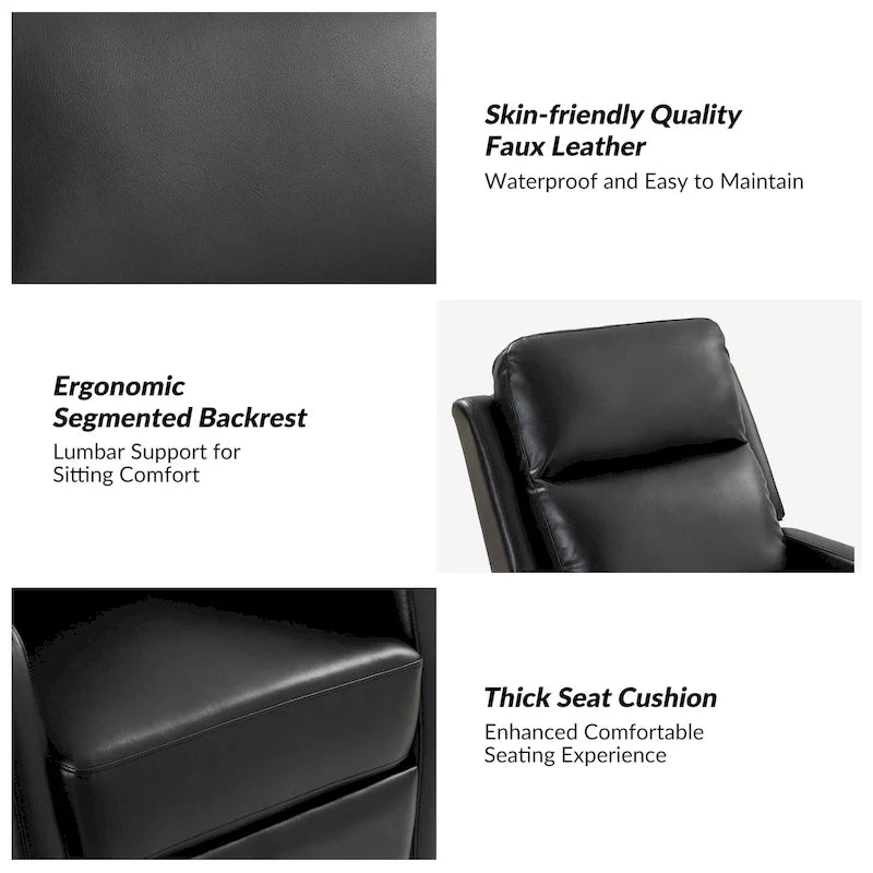 Fauteuil inclinable, pivotant et à bascule manuel Esteban moderne en similicuir avec dossier à oreilles