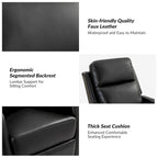 Fauteuil inclinable, pivotant et à bascule manuel Esteban moderne en similicuir avec dossier à oreilles