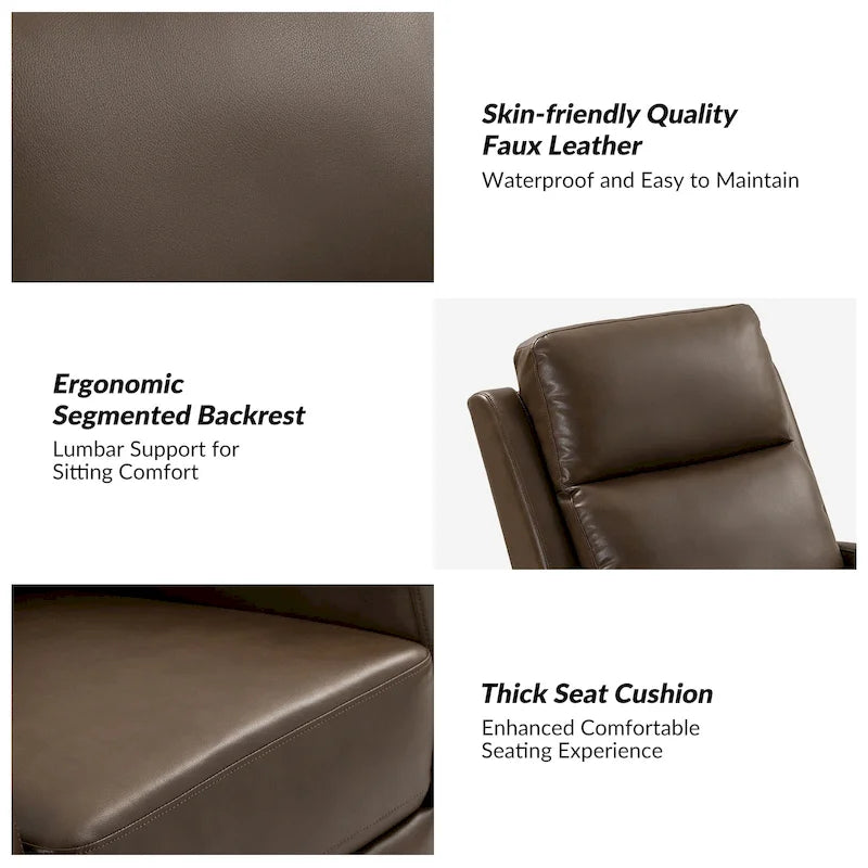 Fauteuil inclinable, pivotant et à bascule manuel Esteban moderne en similicuir avec dossier à oreilles