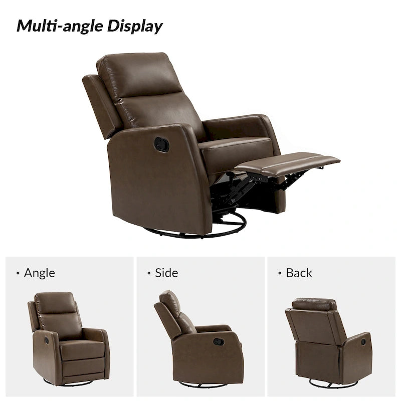 Fauteuil inclinable, pivotant et à bascule manuel Esteban moderne en similicuir avec dossier à oreilles