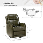 Fauteuil inclinable, pivotant et à bascule manuel Esteban moderne en similicuir avec dossier à oreilles
