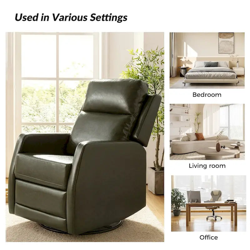 Fauteuil inclinable, pivotant et à bascule manuel Esteban moderne en similicuir avec dossier à oreilles
