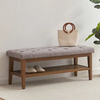 Banc à chaussures d'entrée, Banc de rangement en tissu et bois massif, Banc rembourré de 109 cm pour salon, chambres