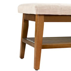 Banc à chaussures d'entrée, Banc de rangement en tissu et bois massif, Banc rembourré de 109 cm pour salon, chambres