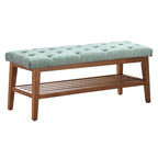 Banc à chaussures d'entrée, Banc de rangement en tissu et bois massif, Banc rembourré de 109 cm pour salon, chambres