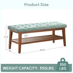 Banc à chaussures d'entrée, Banc de rangement en tissu et bois massif, Banc rembourré de 109 cm pour salon, chambres
