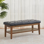 Banc à chaussures d'entrée, Banc de rangement en tissu et bois massif, Banc rembourré de 109 cm pour salon, chambres