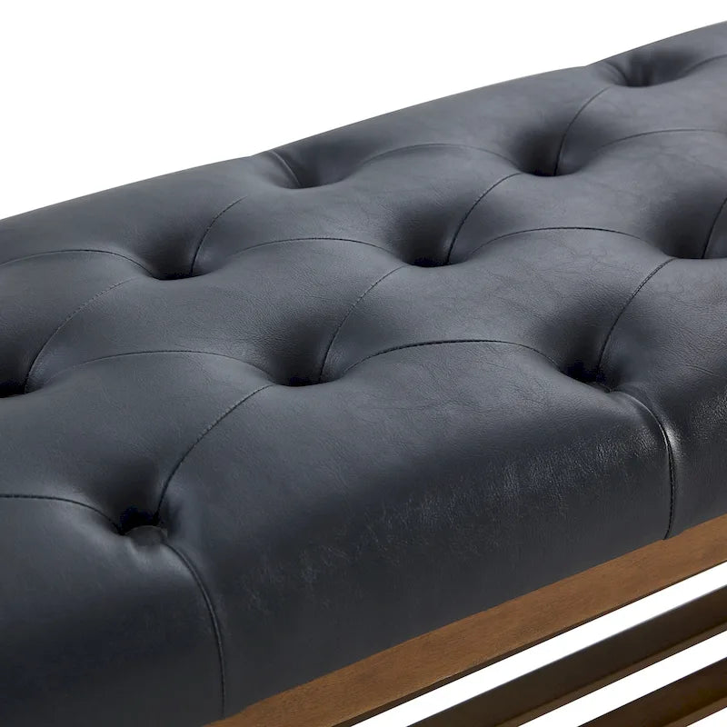Banc à chaussures d'entrée, Banc de rangement en tissu et bois massif, Banc rembourré de 109 cm pour salon, chambres