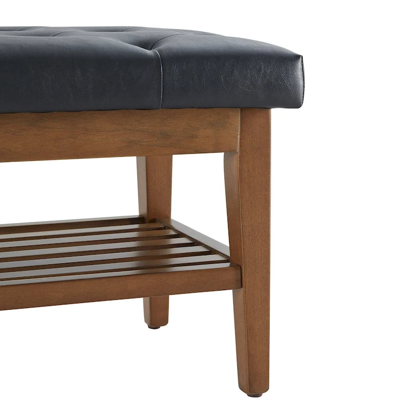Banc à chaussures d'entrée, Banc de rangement en tissu et bois massif, Banc rembourré de 109 cm pour salon, chambres