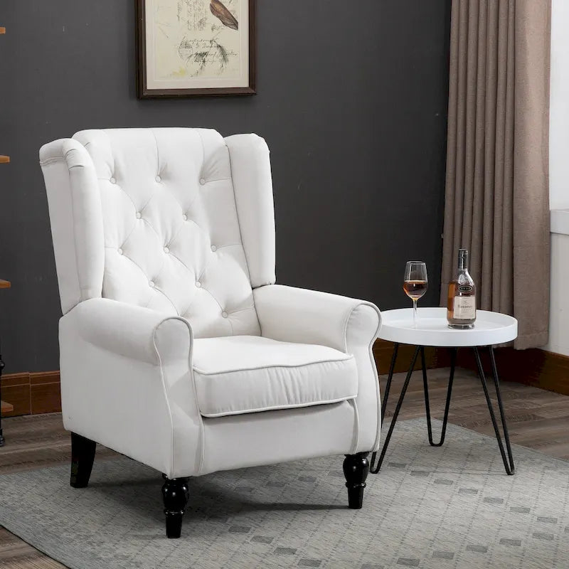 Fauteuil d'appoint capitonné avec pieds en bois