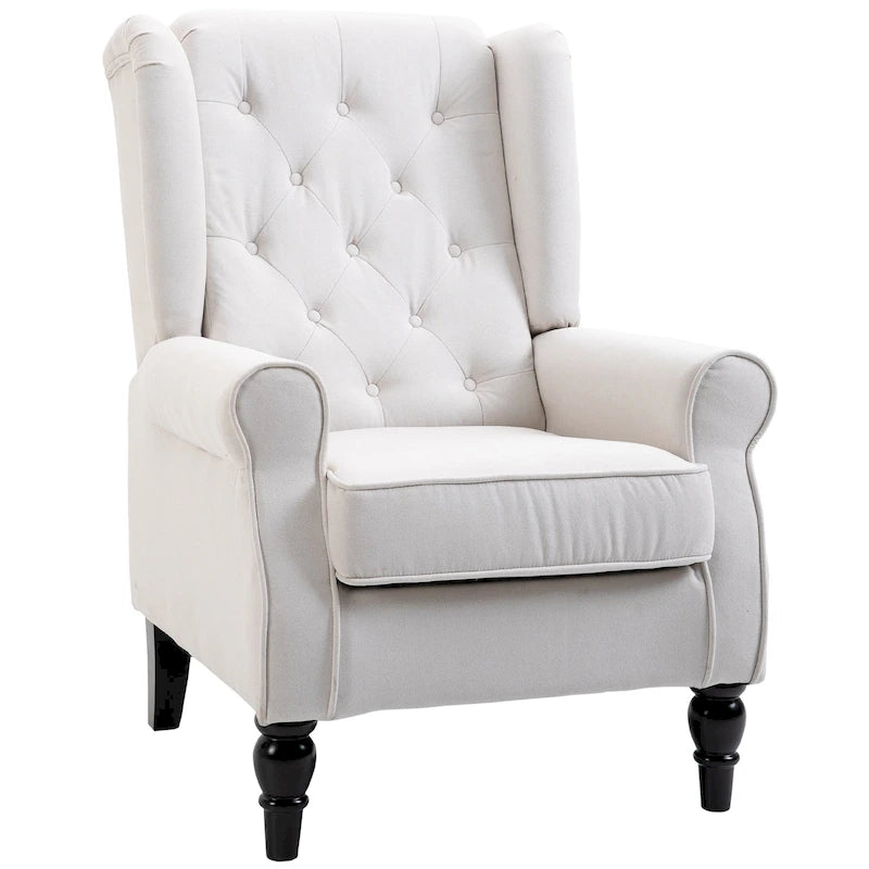 Fauteuil d'appoint capitonné avec pieds en bois