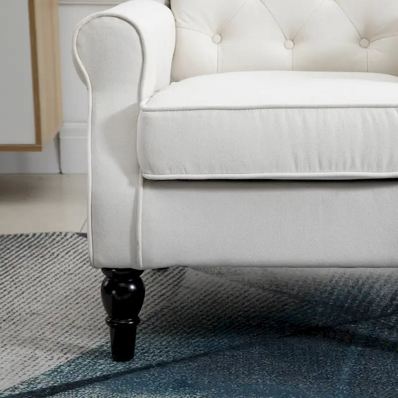 Fauteuil d'appoint capitonné avec pieds en bois