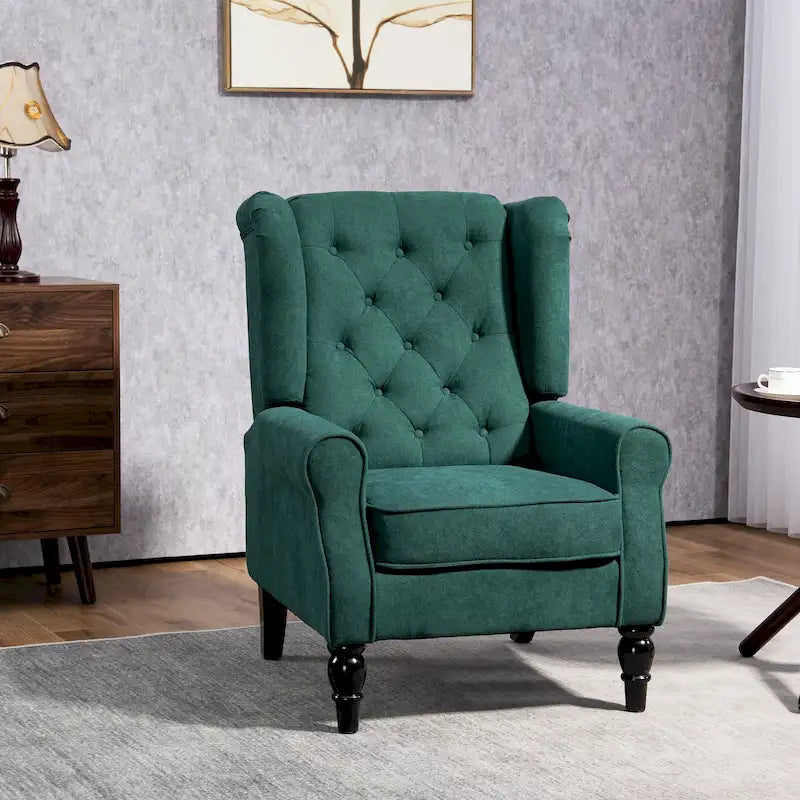 Fauteuil d'appoint capitonné avec pieds en bois