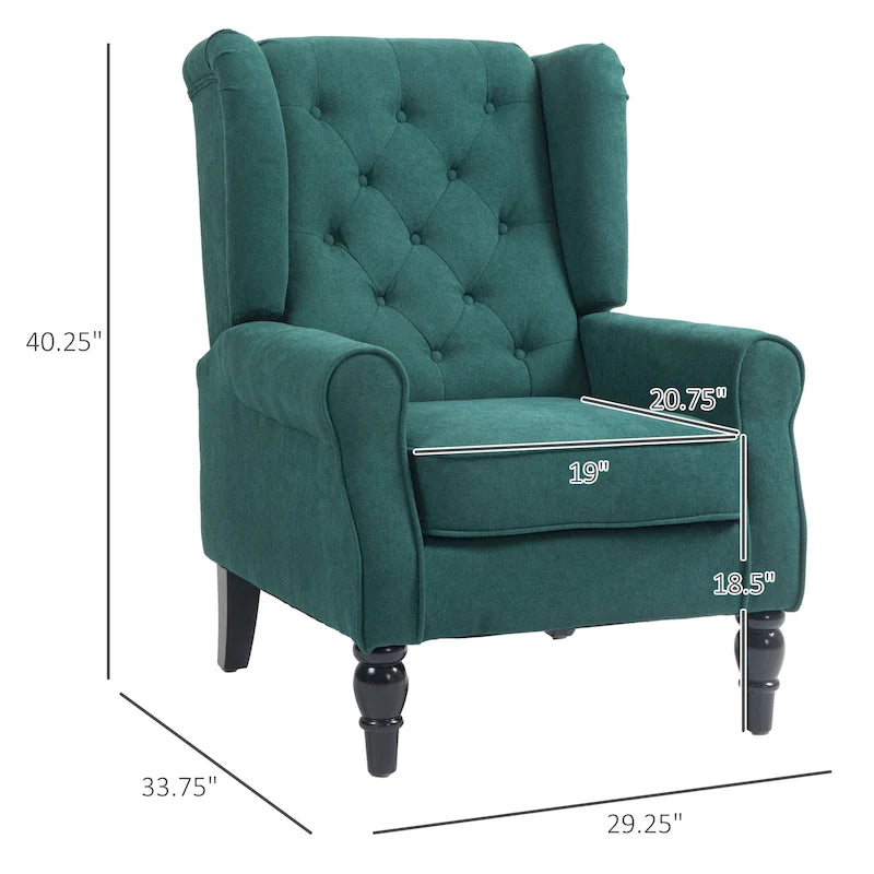 Fauteuil d'appoint capitonné avec pieds en bois