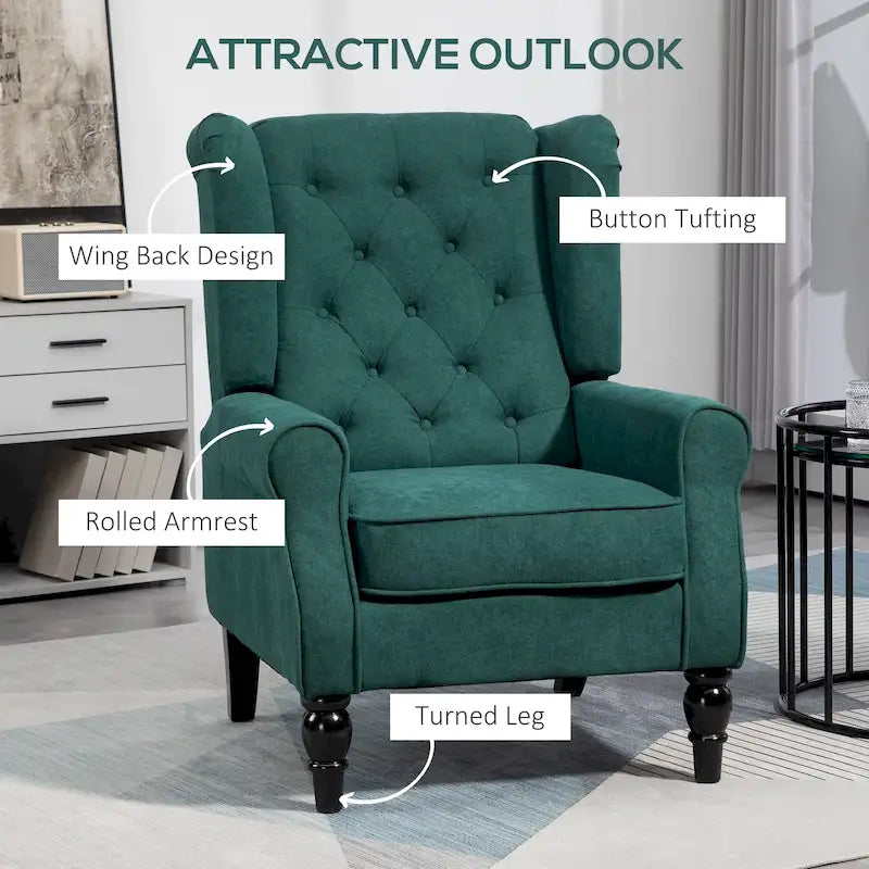 Fauteuil d'appoint capitonné avec pieds en bois